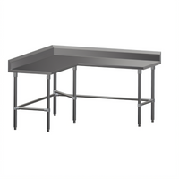 L-Shaped Stainless Steel Corner Work Table with 5-Inch Backsplash and Safety Edge, 60 x 60 Inches