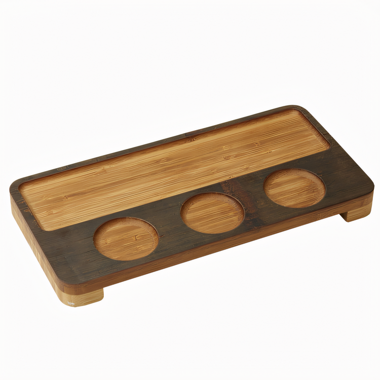 Product image #1 for American Metalcraft Carbonized Bamboo Pairing Flight Board with Circle Cutouts