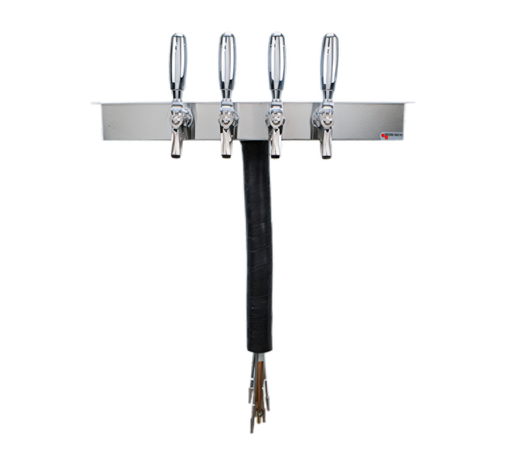 Product image #1 for Slim Underbar Mount 4-Faucet Glycol-Cooled Draft Beer Dispenser with Brushed Stainless Steel Finish
