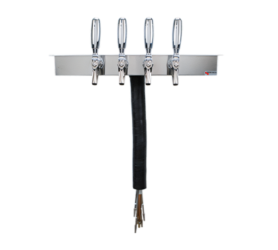 Product image #1 for Slim Underbar Mount 4-Faucet Glycol-Cooled Draft Beer Dispenser with Brushed Stainless Steel Finish