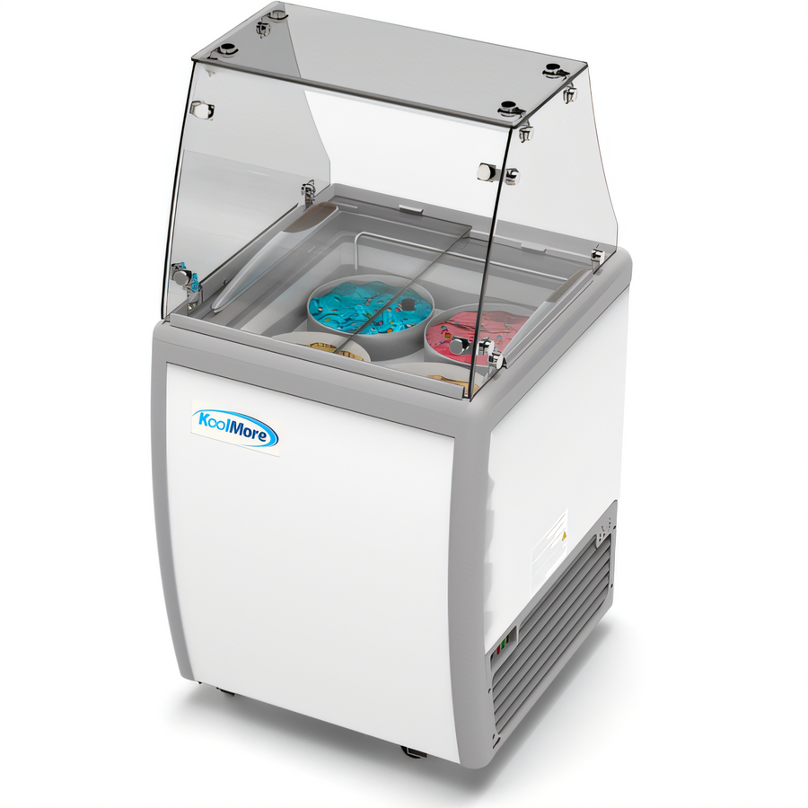 Product image #1 for KoolMore 26-Inch 4-Tub Ice Cream Dipping Display Cabinet with Sliding Glass Doors and Sneeze Guard