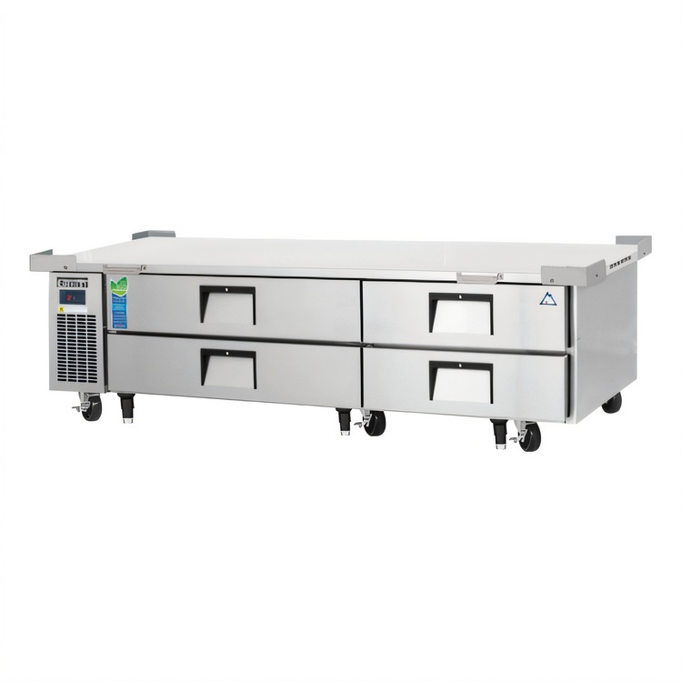 Product image #1 for Everest Refrigeration Two-Section Four-Drawer Chef Base Refrigerator, 86-1/4 Inch Wide, Side-Mounted Self-Contained R290