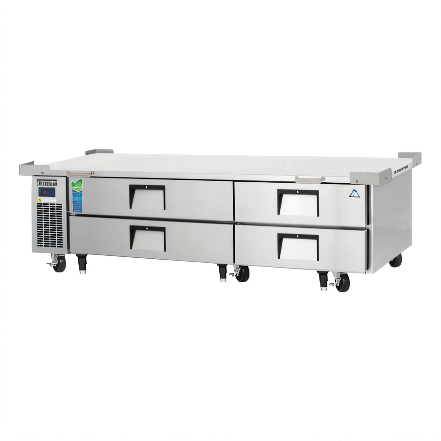 Product image #1 for Everest Refrigeration Two-Section Four-Drawer Chef Base Refrigerator, 86-1/4 Inch Wide, Side-Mounted Self-Contained R290