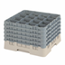 Thumbnail image #2 for Cambro Camrack Full-Size 16-Compartment Glass Rack with 5 Soft Gray Extenders, 11-Inch Height, Beige