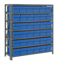 Quantum Heavy-Duty Stationary Wire Shelving Unit with 7 Shelves and 36 Bins, 36 x 12 x 39 Inches