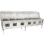 Thumbnail image #1 for Town Equipment MasterRange MF-6-SS 6-Section Gas Wok Range with Flue, Stainless Steel Deck & Sides, Brick-Lined Cast Iron Chambers