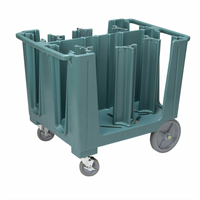 Cambro Adjustable Dish Rack Dolly with 6 Towers, Vinyl Dust Cover, Slate Blue