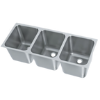 Thumbnail image #1 for Vollrath 12123-2 3-Compartment Weld-In/Undermount Stainless Steel Sink, 18-Gauge, 14 x 12 x 12-Inch Compartments