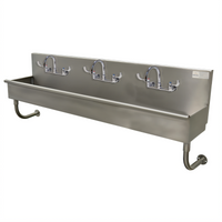 Advance Tabco Multiwash 60-Inch 3-Station ADA Wall-Mounted Hand Wash Sink with Wrist-Handle Faucets