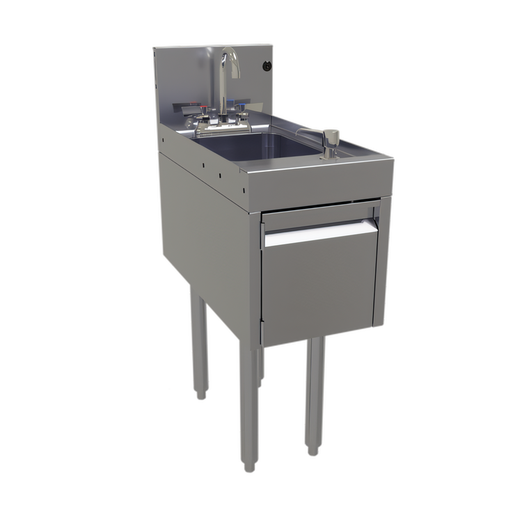 Product image #1 for Glastender Deluxe Free-Standing Door-Style Underbar Hand Sink with Faucet, Soap Dispenser and Towel Dispenser