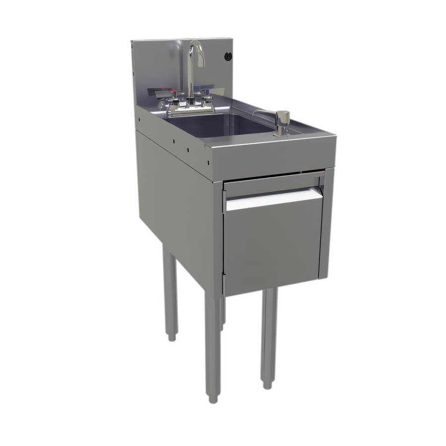 Product image #1 for Glastender Deluxe Free-Standing Door-Style Underbar Hand Sink with Faucet, Soap Dispenser and Towel Dispenser