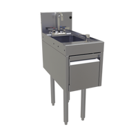 Glastender Deluxe Free-Standing Door-Style Underbar Hand Sink with Faucet, Soap Dispenser and Towel Dispenser