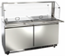 Thumbnail image #1 for Omcan USA 60-Inch Two-Section Stainless Steel Refrigerated Prep Table, Rear-Mount Self-Contained, 12 x 1/3 Pan Capacity