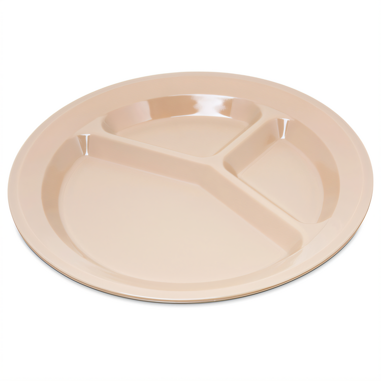 Product image #1 for Carlisle 11 Inch Tan Polycarbonate 3-Compartment Plate, Narrow Rim