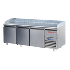 Thumbnail image #1 for Marra Forni GPZ225 87.75-Inch Three-Section Refrigerated Pizza Prep Table with Granite Work Surface, 3 Doors, Self-Contained Refrigeration