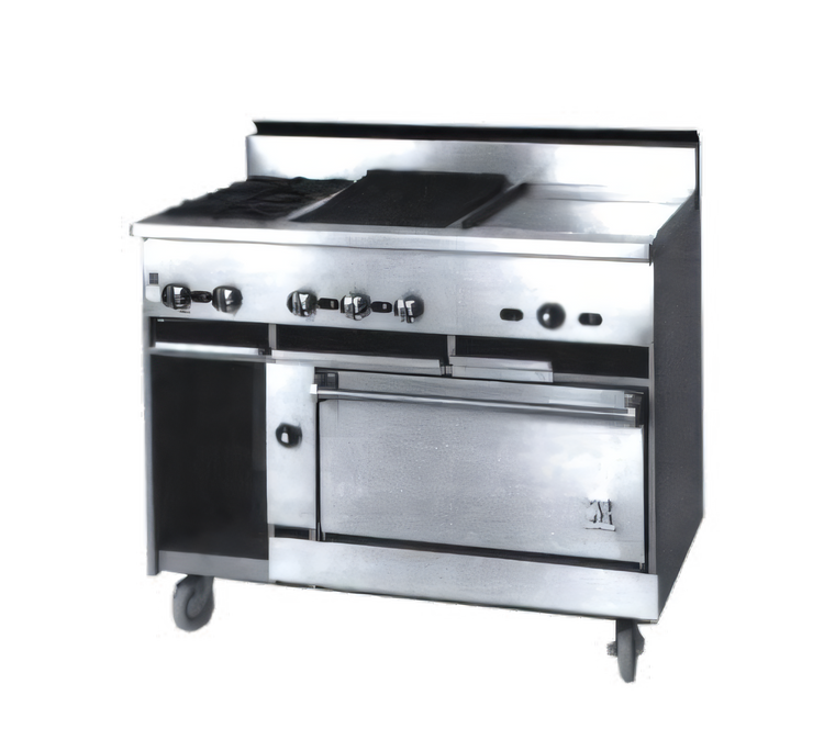 Product image #1 for Jade Bistro JBR-2-24G-36C 36" Gas Restaurant Range with (2) Open Burners, 24" Griddle, and Convection Oven