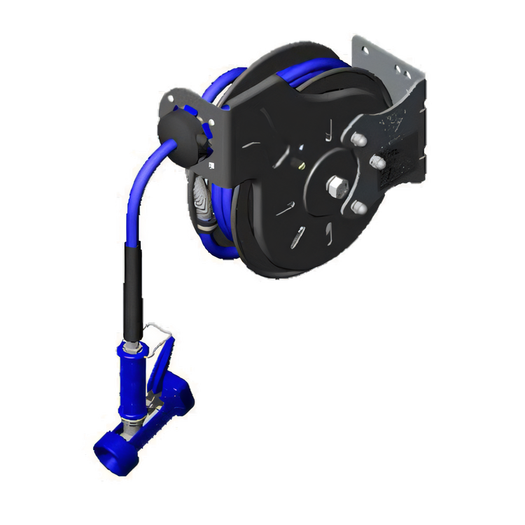 Product image #1 for Open Epoxy-Coated Steel Retractable Hose Reel System with Rear Trigger Spray Valve, 3/8" x 15' Hose