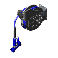 Open Epoxy-Coated Steel Retractable Hose Reel System with Rear Trigger Spray Valve, 3/8