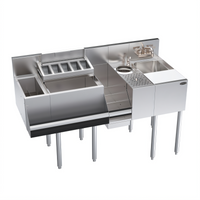 Krowne Royal Series 54-Inch Underbar Single Zero-Step Speed Station with Dump Sink, Ice Bin, and Speedrail