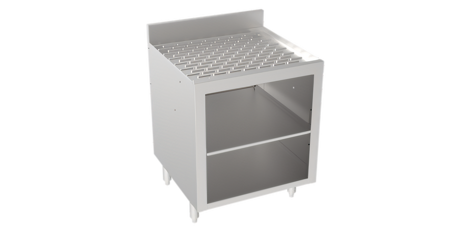 Product image #1 for Krowne Silver Series 24-Inch Wide Stainless Steel Glass Rack Storage Cabinet with 2-Level Storage and Drainboard Top