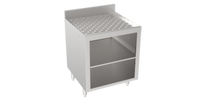 Krowne Silver Series 24-Inch Wide Stainless Steel Glass Rack Storage Cabinet with 2-Level Storage and Drainboard Top