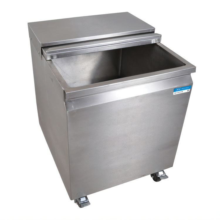 Product image #1 for Stainless Steel Mobile Ice Bin with Sliding Lid, 117 lb Capacity
