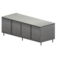 BK Resources 96-Inch Stainless Steel Chef Table with Cabinet Base and Hinged Doors