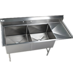 Thumbnail image #1 for Klinger's Trading EIT2DR 2-Compartment 16-Gauge 304 Stainless Steel Sink with Right Drainboard, 24 x 24 x 14 in. Compartments