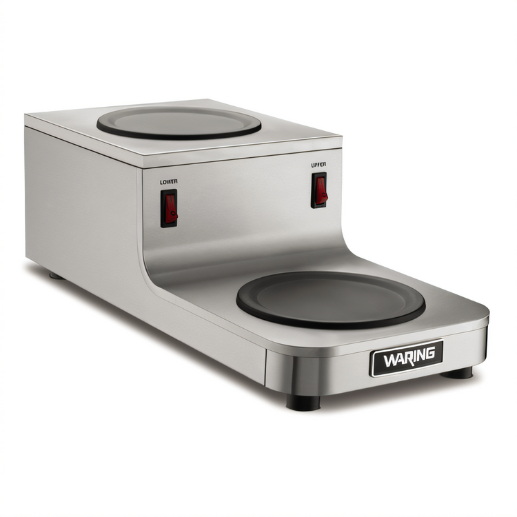 Product image #1 for Waring Café Deco Double Burner Step-Up Coffee Pot Warmer, Self-Regulating, Stainless Steel, 120V