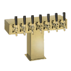 Thumbnail image #1 for Perlick Corporation 4006S10BTF2 10-Faucet Glycol-Cooled Countertop Tee Draft Beer Tower, Extra-High, Wide Base, Brass Finish