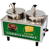 Benchmark Countertop Chili & Cheese Warmer with 2 Stainless Steel Pumps, Dual 7 Qt Wells