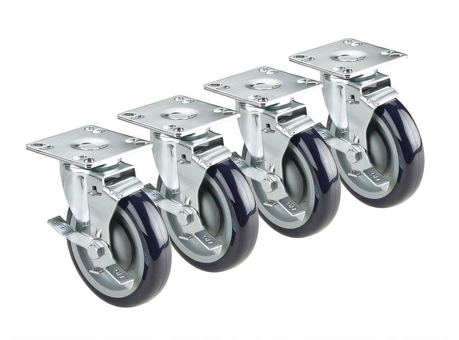 Product image #1 for Krowne 5-Inch Plate-Mount Caster Set with Brakes