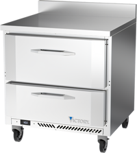 Victory Refrigeration 32-Inch V-Core Worktop Freezer Counter with 2 Drawers, 7.22 Cu. Ft., Rear-Mounted Self-Contained Refrigeration
