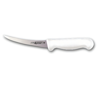 6-Inch Stiff Curved Boning Knife with White Polypropylene Handle
