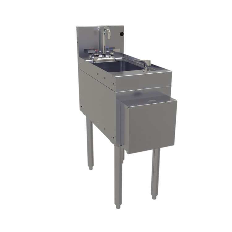 Product image #1 for Glastender Free-Standing Underbar Stainless Steel Hand Sink Unit with Faucet, Soap Dispenser and Towel Dispenser