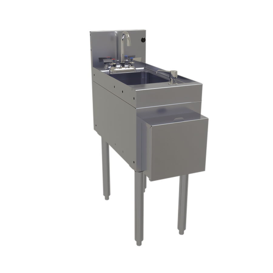 Product image #1 for Glastender Free-Standing Underbar Stainless Steel Hand Sink Unit with Faucet, Soap Dispenser and Towel Dispenser