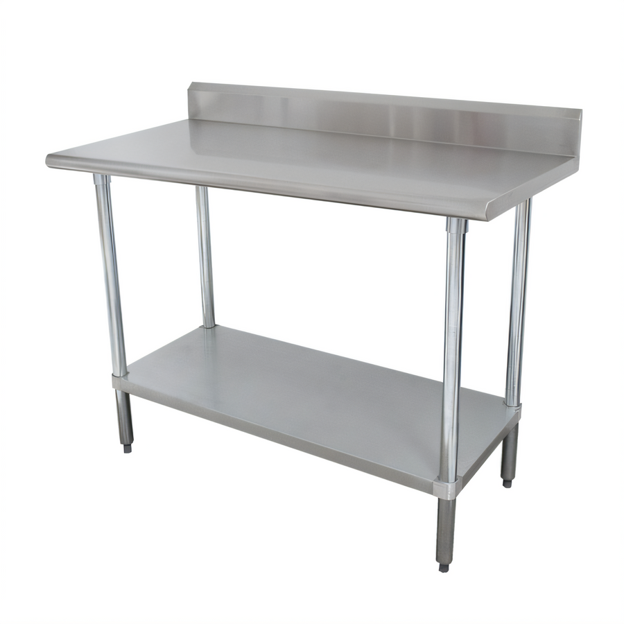 Product image #1 for Advance Tabco Special Value Series 48" x 30" 16-Gauge 430 Stainless Steel Work Table with 5" Backsplash and Adjustable Undershelf