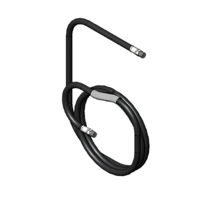 Product image #1 for 35 Ft. Black Medium-Pressure Hot Water Hose Assembly with 3/8" NPT Male Ends, Spring Protector and Bend Restrictor
