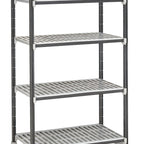Thumbnail image #1 for Cambro Camshelving® Elements EXU187264V4480 4-Tier Stationary Vented Polymer Shelving Starter Unit, 18 x 72 x 64 Inches, Speckled Gray