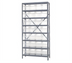 Thumbnail image #1 for Quantum Heavy-Duty Stationary Wire Shelving Unit with 8 Shelves and 28 Clear Bins, 36 x 12 x 75 Inches