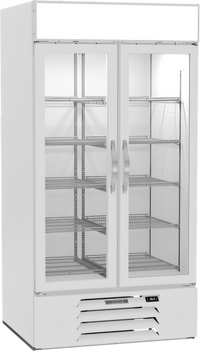 Beverage Air MarketMax Two-Section Glass Door Reach-In Refrigerated Merchandiser, 35.08 Cu. Ft., White