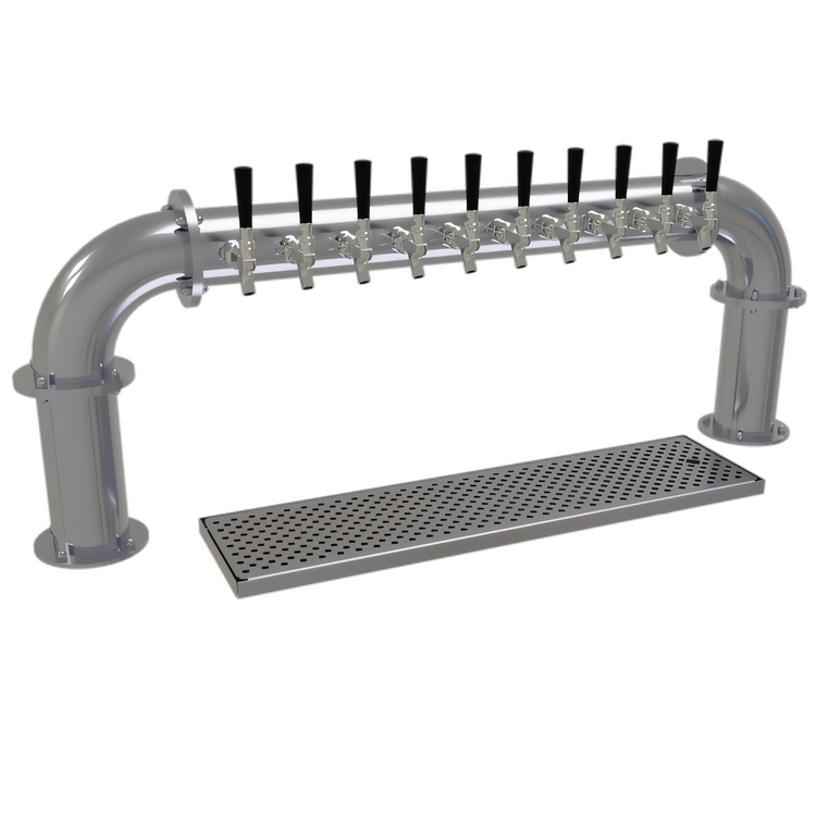 Product image #1 for Glastender PP-10-SS Pipe Pass-Thru Air-Cooled Countertop Draft Dispensing Tower with 10 Faucets