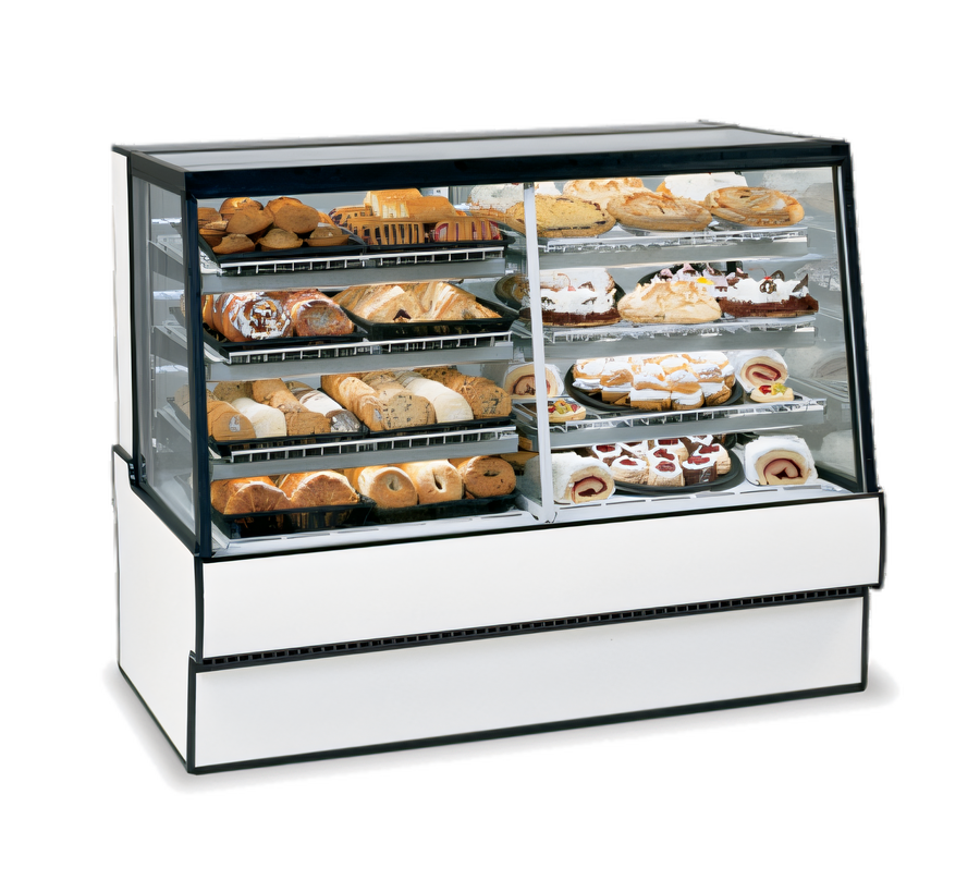 Product image #1 for Federal Industries High Volume Vertical Dual Zone Bakery Display Case, 77-1/8 in. W, Self-Contained, Left Refrigerated / Right Non-Refrigerated