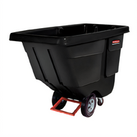 Rubbermaid Commercial Rotational Molded Utility Duty Tilt Truck, 1 Cubic Yard, 850 lb Capacity, Black
