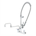 Thumbnail image #1 for T&S Brass EasyInstall 8-Inch Wall Mount Pre-Rinse Unit with Add-On Faucet, 15-Inch Double Joint Swing Nozzle, 44-Inch Hose, and Low-Flow Spray Valve