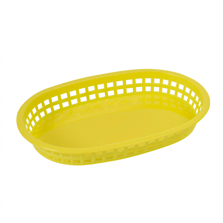 Product image #1 for Winco Yellow Poly-Plastic Flat Bottom Oval Platter Basket, 10-3/4 x 7-1/4 x 1-1/2 Inch