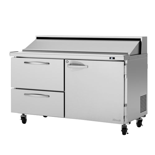 Product image #1 for Turbo Air PRO Series 60-Inch Two-Section Refrigerated Sandwich/Salad Prep Table with 16-Pan Top, 1 Door, and 2 Drawers