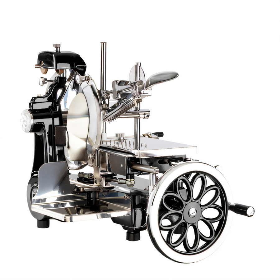 Product image #1 for Trento Volano Manual Food Slicer with 12-Inch Blade and Daisy-Flower Flywheel, Black Finish