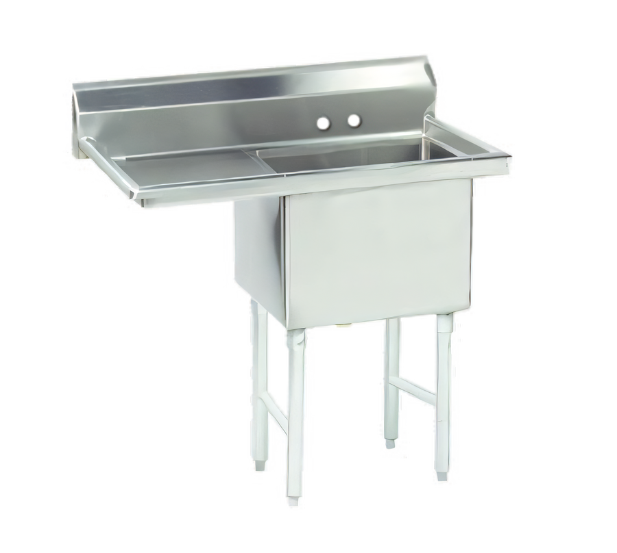 Product image #1 for Advance Tabco 1-Compartment Fabricated Sink with 24-Inch Left Drainboard, 24 x 24 x 14 Bowl, 16-Gauge 304 Stainless Steel