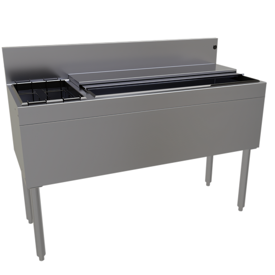 Product image #1 for Glastender 48-Inch Stainless Steel Underbar Combo Ice Bin/Cocktail Unit with Left Bottle Well and 10-Circuit Cold Plate